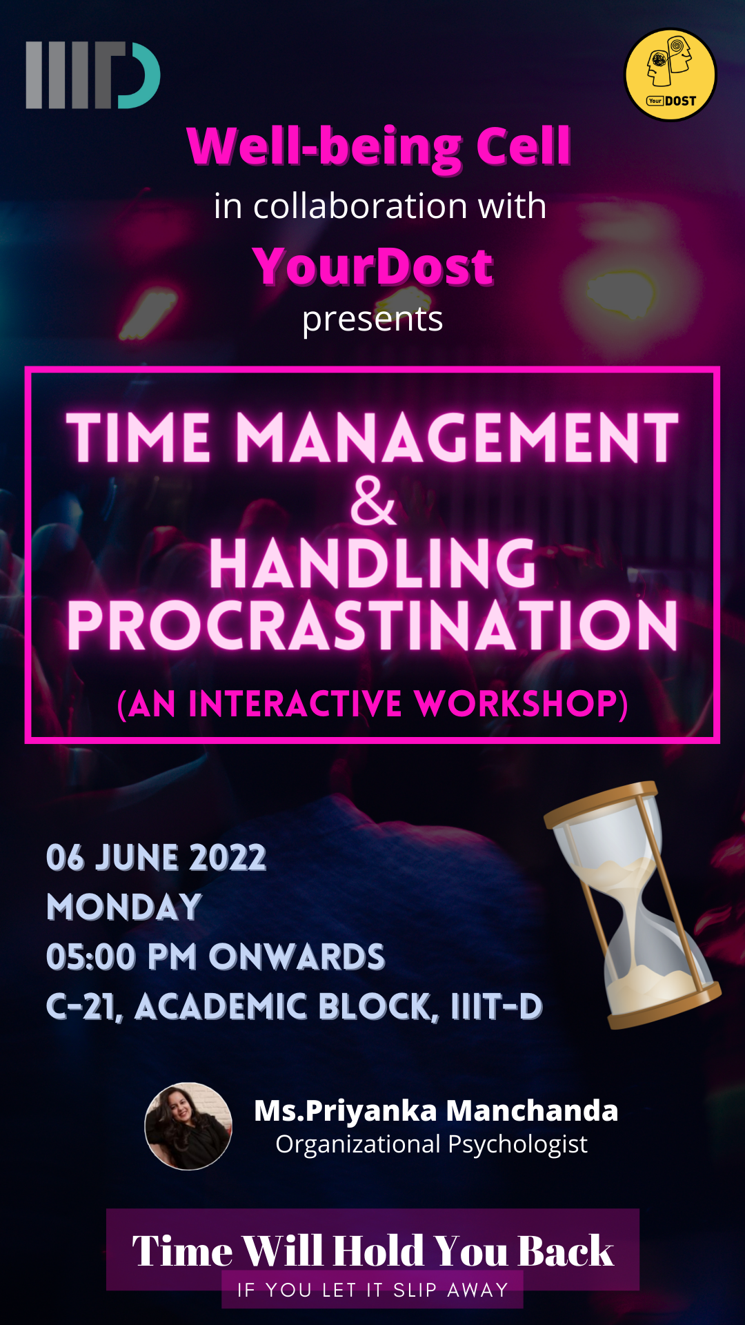 Time Management and Handling Procrastination workshop poster